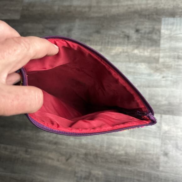 Peruvian Crossbody/Clutch Foldover Bag Purple with Rainbow Striping Wrist Strap - Picture 5 of 9